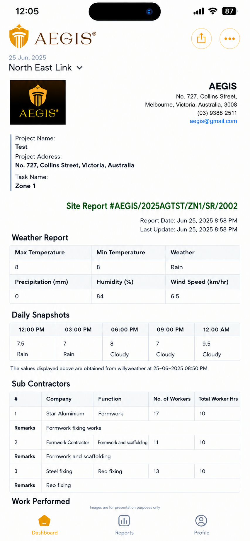 Site Report List